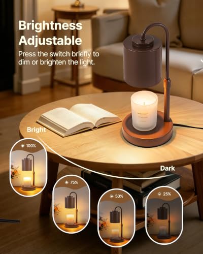 Dimmable Candle Warmer Lamp with Timer (Brown)