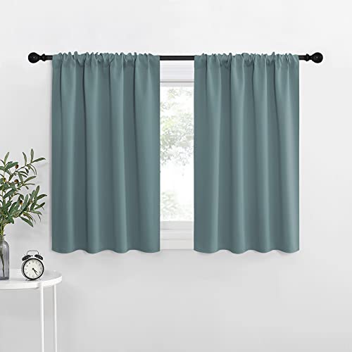 Greyish Blue Blackout Curtains for Living Room 29" x 30" 2 Panels (Greyish Blue / 29"W x 30"L (Pack of 2))