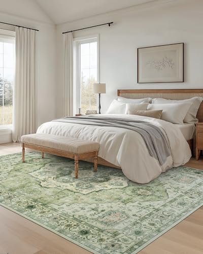 Amada Large 9x12 Washable Area Rug for Living Room (9' x 12' (Rectangular) / Green)