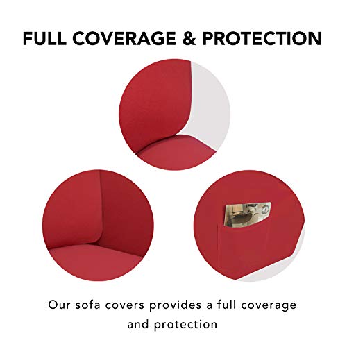 Super Stretch Chair Covers Fleece Couch Covers for Sofa Red (Small Chair / Red)
