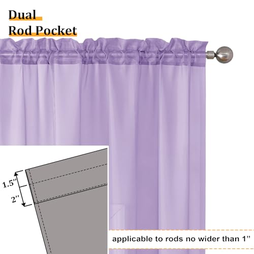 Light Purple Sheer Curtain Panels Pair Sold 96 Inch Length (42"W x 96"L (Pack of 2) / Lavender)