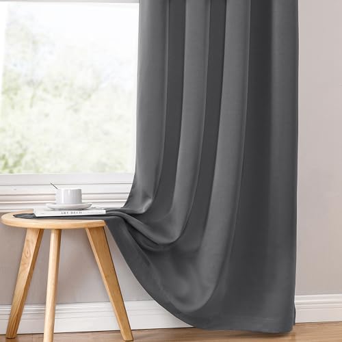 100% Blackout Curtains for Bedroom 72 Inches Long 2 Panels Set (42"W x 72"L (Pack of 2) / Grey)