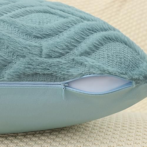 Faux Fur Plush Soft Aqua Throw Pillow Covers 26x26 Set of 2 (26" x 26" (Pack of 2) / Aqua)