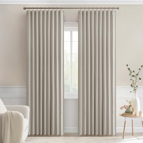 Natural Back Tab Blackout Curtains 52x90 Inch Long 2 Panels Set (Natural / 52"W x 90"L (Pack of 2))