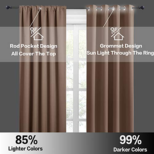 Short Blackout Curtains for Bedroom (Mocha / 34"W x 45"L (Pack of 2))