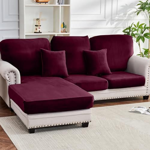 Couch Cover 6 (Wine / 3 Backrest + 2 Seater + 1 Chaise)