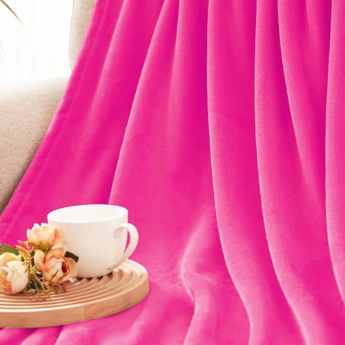 Soft Fleece Blanket King Size for Bed (Hot Pink / King (104" x 90"))