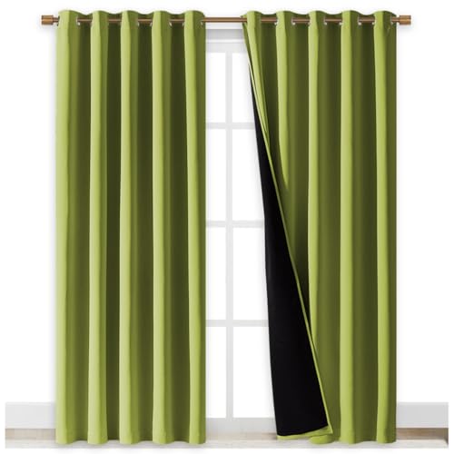 100% Blackout Window Curtain Panels (Fresh Green / 70"W x 84"L (Pack of 2))