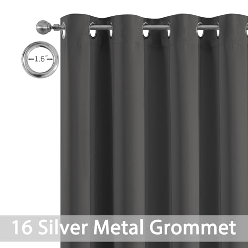 Charcoal Grey Room Darkening Curtains 84 inch Sliding Door Drapes (Charcoal Grey / 100"W x 84"L (Pack of 1))