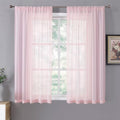 Short Sheer Curtains Linen Textured Bedroom Curtain Sheers Light Filtering Rod Pocket Voile Curtains for Living Room (54"W x 45"L (Pack of 2) / Pink)