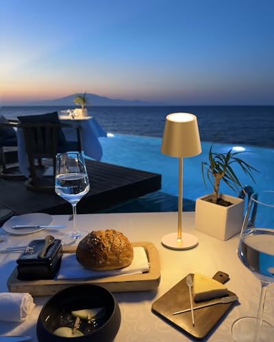 Cordless Table Lamps Rechargeable (1 Pack-Round Base / Gold)