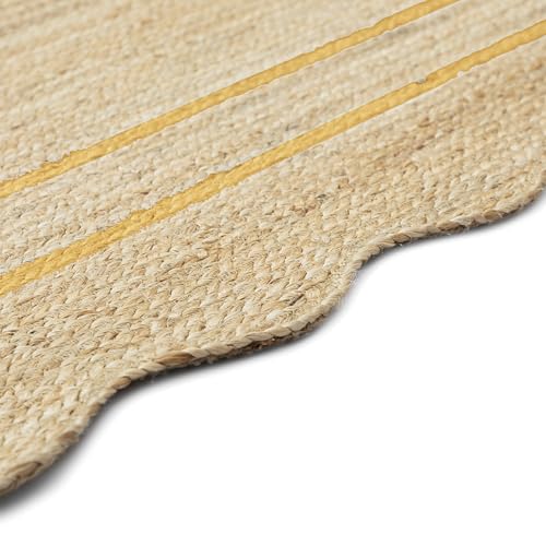 Wave Scalloped Jute Runner Handwoven Hallway Runner 2'6"x20' Yellow (2'6"x20' / Yellow)