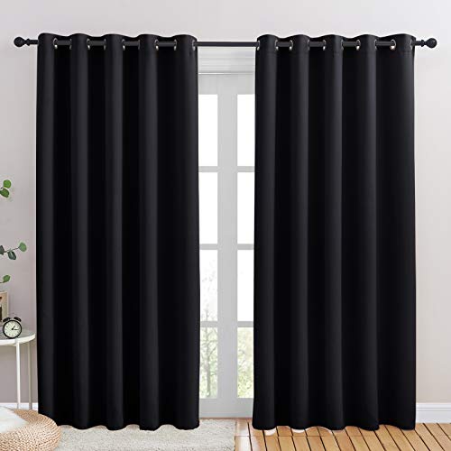 Blackout Draperies Window Curtain Panels (Black / 70"W x 84"L (Pack of 2))