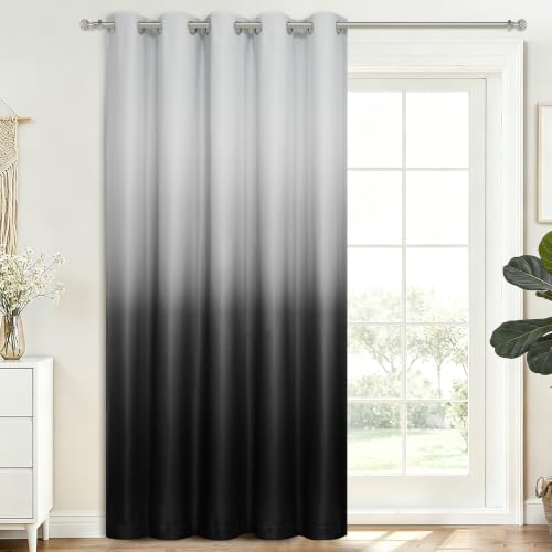 Ombre Gradient Black White to Gray Curtains for Bedroom (70"W x 84"L (Pack of 1) / Black and White)