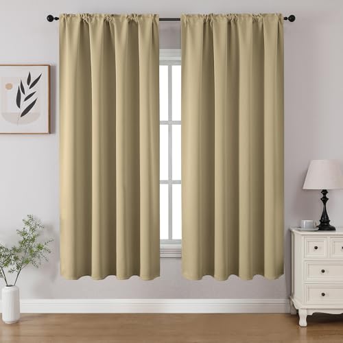 Beige Blackout Curtains 54 inch Length 2 Panels Set (Beige / 52"W x 54"L (Pack of 2))