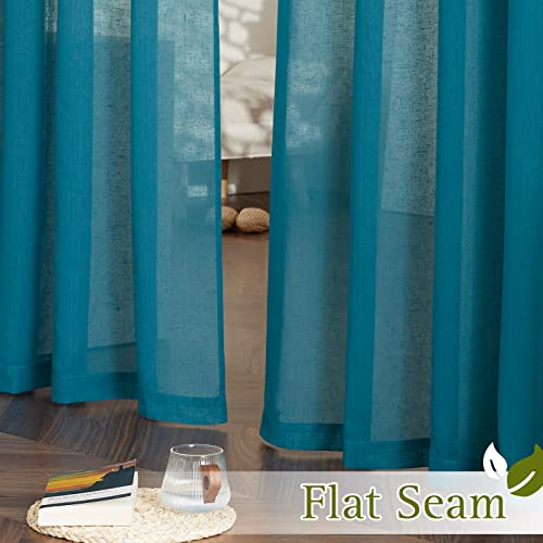 Small Curtains 45 inch Length for Kitchen (52"W x 45"L (Pack of 2) / Peacock Green)