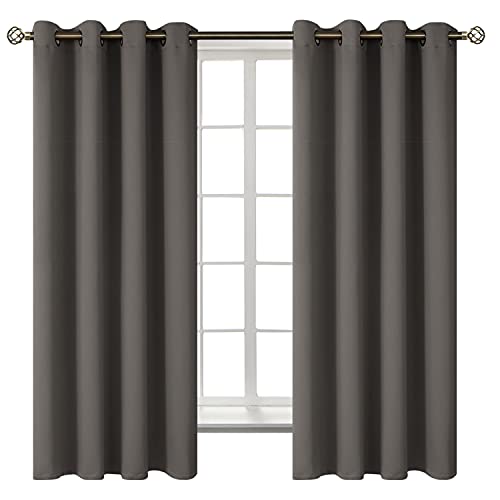 Grey Blackout Curtains for Bedroom 63 Inch Long (Grey / 52"W x 63"L (Pack of 2))