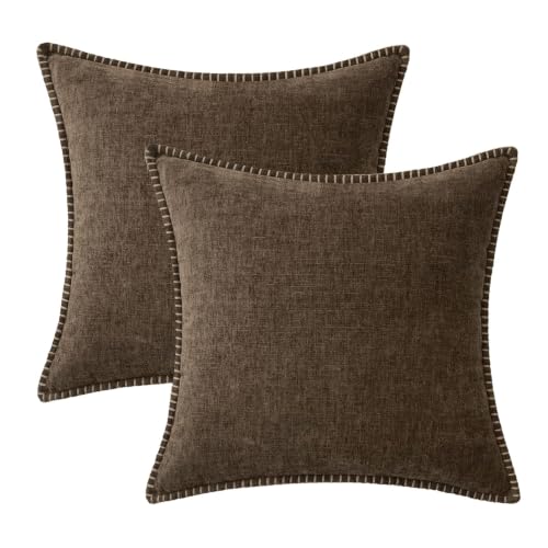 Decorative Couch Throw Pillow Covers 20x20 Inch Brown 2 Pack (Brown / 20" x 20" (Pack of 2))