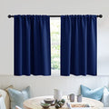 Short Blackout Privacy Curtains 30 inch Long for Bathroom Window (Marine Blue / 42"W x 30"L (Pack of 2))