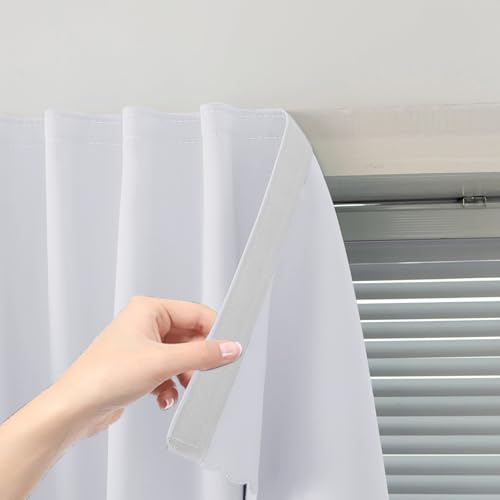 self Adhesive Curtains Portable Blackout Curtain Simple and Easy to Install Bedroom Window Thermal Lnsulated Kitchen Room Darkening Black Small Drapes (35"W x 59"L (Pack of 1) / White)