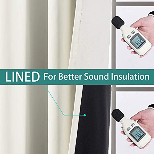 84 Inch Length 100% Blackout Curtains for Bedroom (42"W x 84"L (Pack of 2) / Cream)