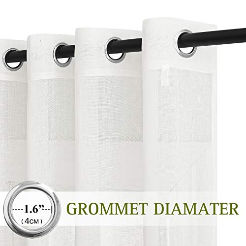 Linen Sheer Curtains Flax Textured (52"W x 63"L (Pack of 2) / Ivory)