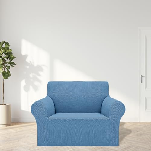 2026 New Stretch Chair Sofa Slipcovers Couch Cover for 1 Seater Furniture Protector Sofa Covers with Elastic Bottom Jacquard Fabric Small Checks for Pets (Riverside / Chair)