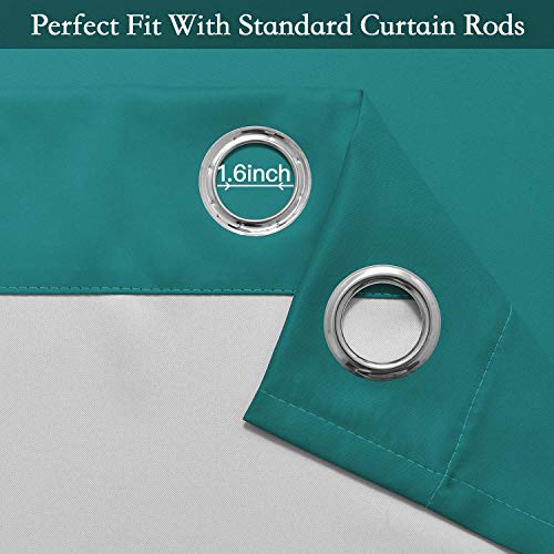 Ombre Teal to Grey White Curtains for Living Room 52Wx63L (52"W x 63"L (Pack of 2) / Teal)