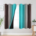 Brown and Teal Ombre Blackout Curtains for Bedroom 45 Inch (Teal and Brown / 42"W x 45"L (Pack of 2))