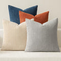 Soft Corduroy Decorative Throw Pillow Covers Blue (18" x 18" (Pack of 4) / Blue-yellow)