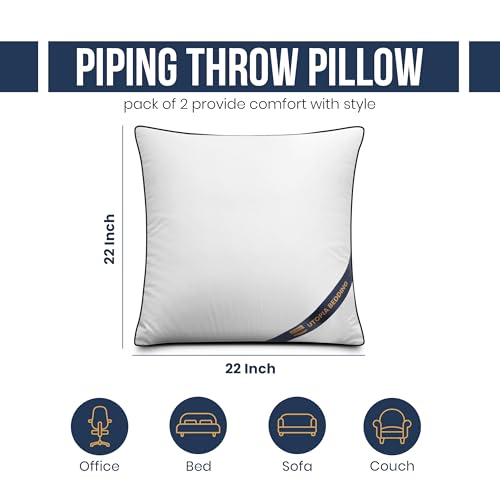 Premium Piping Throw Pillows 22x22 (22x22 Inch)