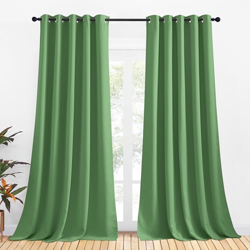 Bedroom Curtains Blackout Drapery Panels (Forest Green / 70"W x 108"L (Pack of 2))