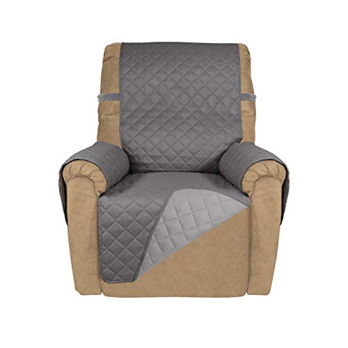Reversible Recliner Chair Covers Couch Covers for Dogs (Small Recliner / Gray/Light Gray)