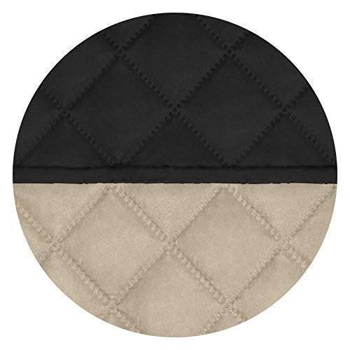 Reversible Quilted Oversized Recliner Sofa Cover (Large Recliner / Black/Beige)
