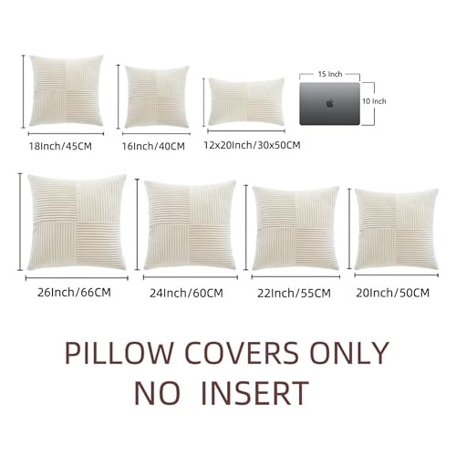 2 Packs Cream Decorative Throw Pillow Covers 16x16 Inch for Living Room Couch Bed Sofa (Cream / 16" x 16" (Pack of 2))