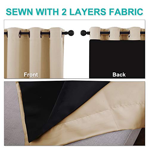 Bedroom Full Blackout Curtain Panels (Biscotti Beige / 55"W x 68"L (Pack of 2))