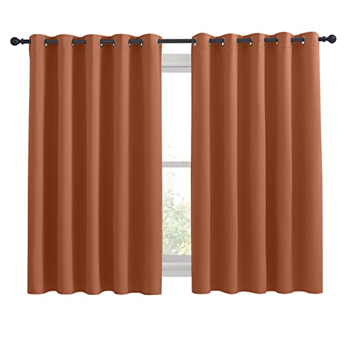 Thermal Insulated Burnt Orange Blackout Curtains for Bedroom (Burnt Orange / 70"W x 63"L (Pack of 2))