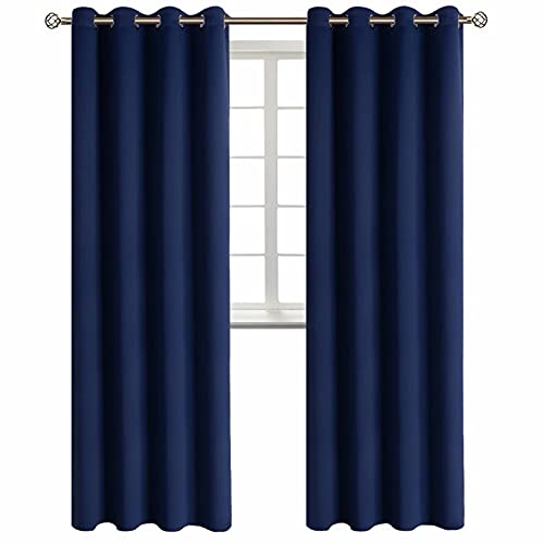 Navy Blue Blackout Curtains for Living Room 95 Inch Long (Navy / 52"W x 95"L (Pack of 2))