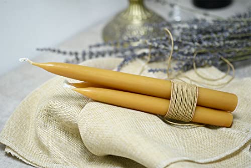 10 inch Natural Beeswax Taper Candles Set of 12 (10 inch)