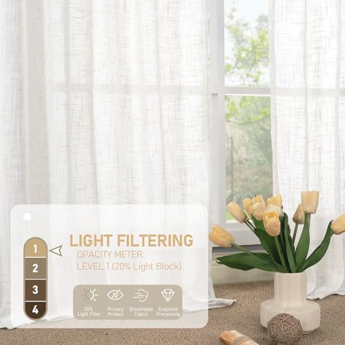 95 Inches Long Cream Linen Curtains for Living Room (Cream / 52"W x 95"L (Pack of 2))