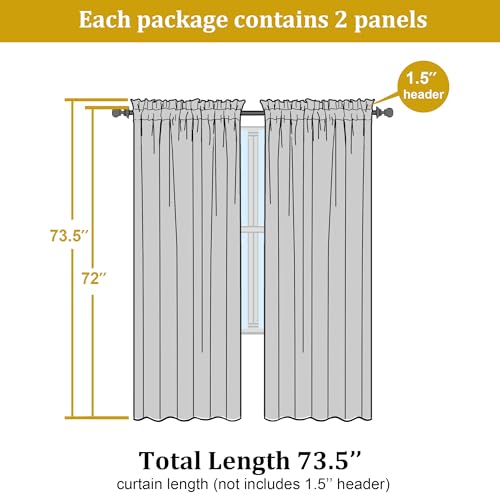 Lime Sheer Curtains for Bedroom Living Room 72 Inches Long 2 Panels Set (Lime Green / 42"W x 72"L (Pack of 2))