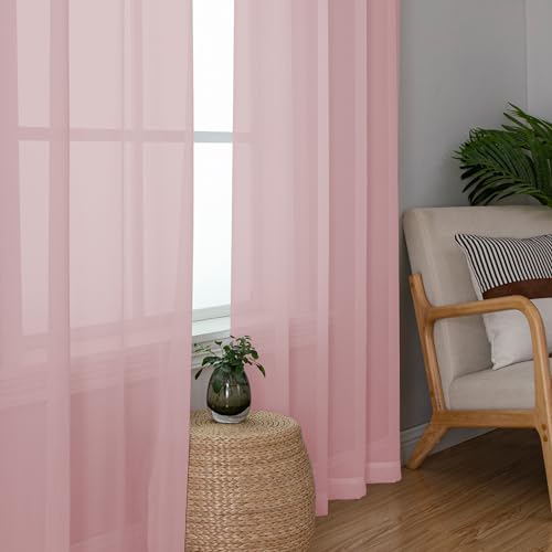 Sheer Blush Pink Curtains 90 inches Long 2 Panels (Blush Pink / 42"W x 90"L (Pack of 2))
