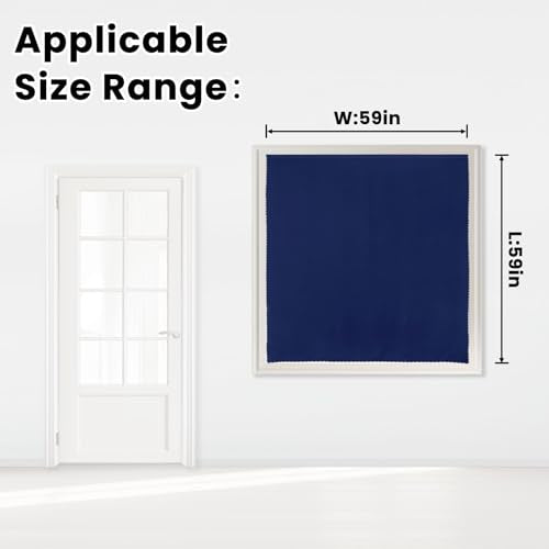 Self Adhesive Portable Blackout Curtains for Bedroom Easy to Install Window Thermal Lnsulated Kitchen Room Darkening Small Window Curtains (59"W x 59"L (Pack of 1) / Navy Blue)