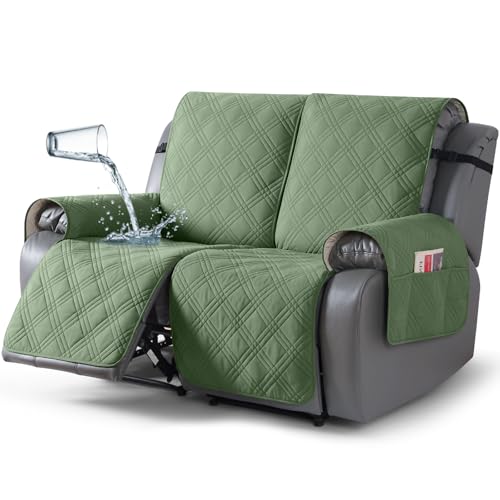 100% Waterproof Loveseat Recliner Covers 2 Seater (Bean Green / 2 Seater Standard)