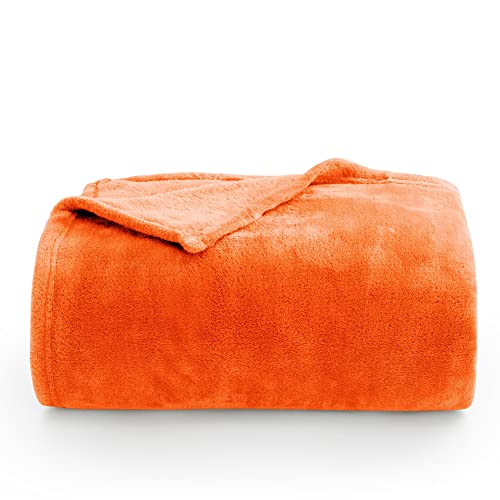 Fleece Blankets 108 inch x90 Size Orange Throw Blankets for Bed & Couch (Orange / King(108"x90"))