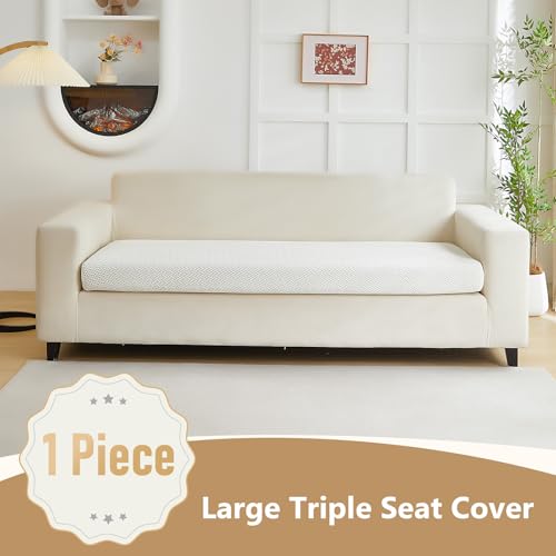 Couch Cushion Covers for Sofa Couch Covers Wear (Texture-cream White / Large Triple Seat Cover)