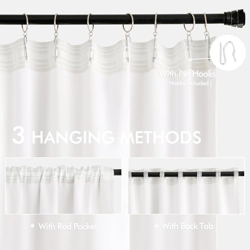 Pure White Back Tab Blackout Curtains 52x72 Inches Long 2 Panels Set (Pure White / 52"W x 72"L (Pack of 2))