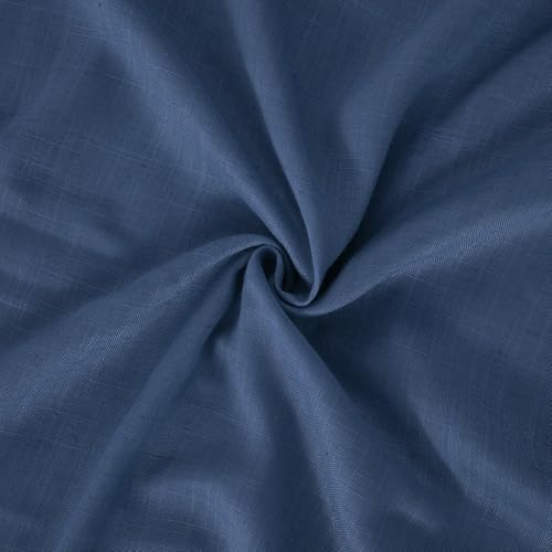 Navy Blue Linen Curtains 54 Inch Length for Short Living Room (Navy / 42"W x 54"L (Pack of 2))