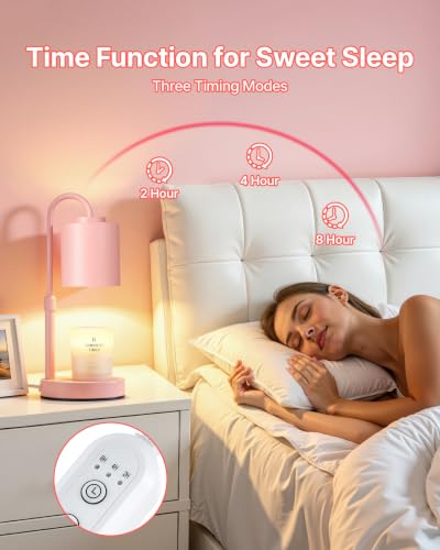 Dimmable Candle Warmer Lamp with Timer (Pink)