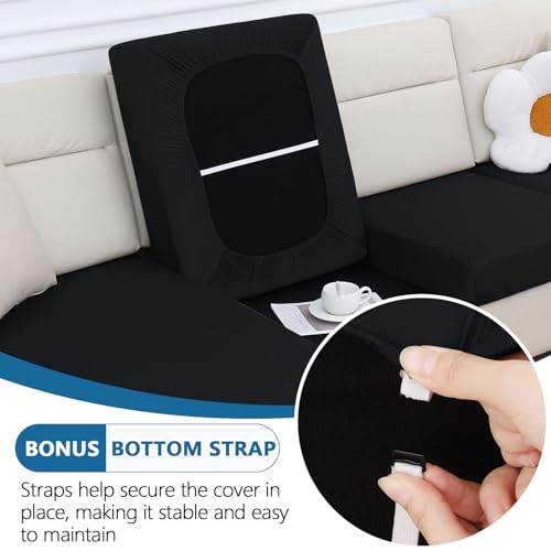 Milk Silk Couch Cushion Covers (Black / Seat Cover 3 Pack)